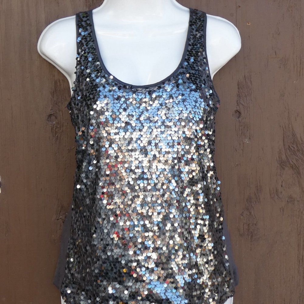 EXPRESS Grey Sequence Tank Top Small